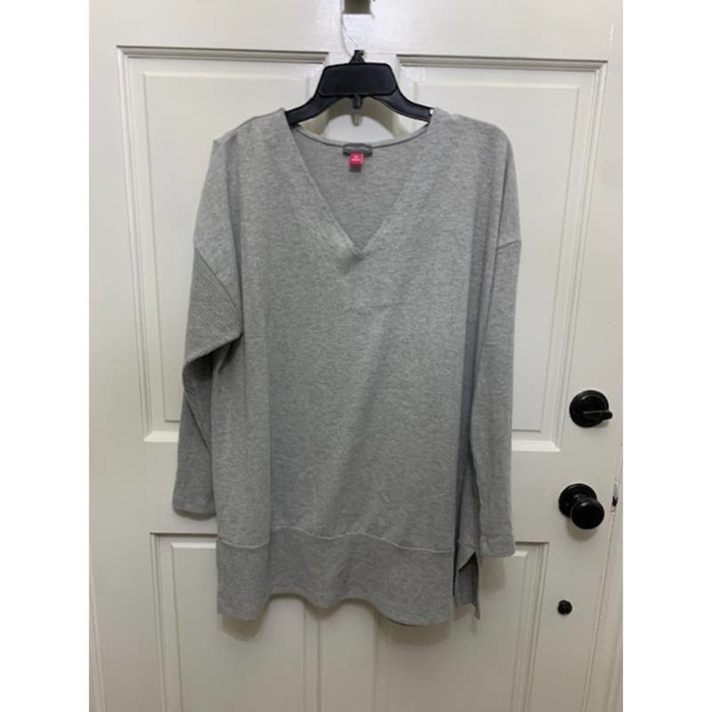 Vince Camuto Sweater Soft Heather Gray V Neck Plus Size 2X